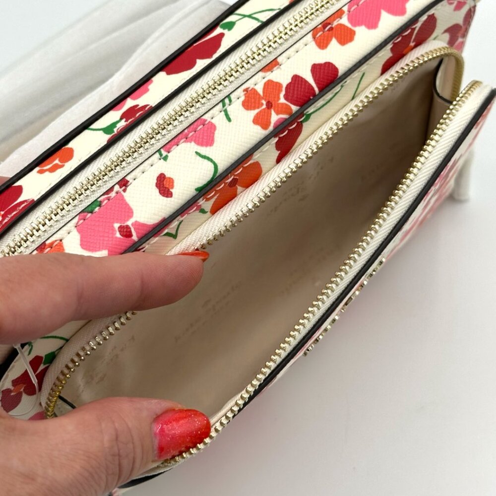 NWT Kate Spade Staci Dual Zip Around Crossbody - Sunny Floral Pink Multi - Picture 11 of 15